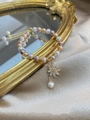 Elegante bracciale di perle d'acqua dolce multicolore con ciondolo a fiore in zircone oro - Pendente Girasole / Multicolore Rosa Bianco Viola