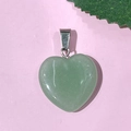 Green heart-shaped natural crystal pendant with polished finish and silver bail - 01-Green Aventurine