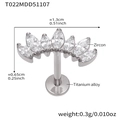 Titanium alloy labret stud set with curved marquise zircon stones and silver finish - Steel Color Lip Stud (T022)
