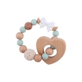 Baby silicone pacifier chain teether with mint green beads and wooden heart bow charm - Light Green Teether