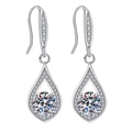 S925 sterling silver teardrop earrings with central round-cut moissanite stone - TED279-Teardrop Halo Drop Earrings