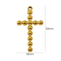Detail view of 18mm by 33mm golden beaded cross pendant in polished stainless steel - YT7196-Beaded Ball Cross