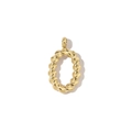 Detailed view of an 18k gold plated stainless steel twisted rope oval pendant accessory - Letter O