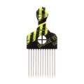 Hair styling pick with black handle, green stripes, and durable metal steel needles - K3 / Yellow Plaid