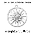 Silver 304 stainless steel sun pendant with hollow textured smile and 2.4cm diameter - 2.4cm*2.6cm / Silver