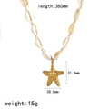 Set collana di conchiglie con ciondolo a stella marina dorata e cordino regolabile - Collana Intrecciata Con Conchiglia e Stella Marina (TN3612)