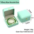 Écrin carré en cuir PU vert menthe avec couronne dorée pour bracelets 9,4x9,4x5,4 cm - Boîte à bracelet / Rose bonbon