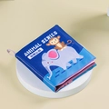 Animal Series soft baby cloth book with blue cover featuring cartoon elephant and monkey - Animal Cognitive Cloth Book Bilingual Version