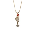 Goldene Kette mit Herz-Hand-Anhänger, rotem Herz und Zirkonia-Stern-Anhänger - Finger Herz Stern Anhänger Halskette Set