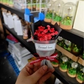 Mini dried red baby's breath flower bouquet with Eternal Love tag and black wrapping - Style 06 Red Gypsophila Bouquet