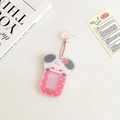Portachiavi con cornice magnetica in acrilico rosa con cucciolo fragola e catena a sfere - Cane Rosso