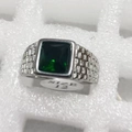 Steel with Green Gem