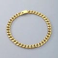 Gold plated stainless steel Cuban link chain necklace with polished finish and box clasp - Curved Plate Box Clasp (13mm Width) / 45cm / Gold