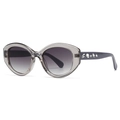 Chic cat-eye sunglasses with translucent grey frames and rhinestone-encrusted temples - Gray