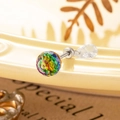 6mm multifaceted rainbow crystal earring with silver titanium steel drop on ceramic plate - Rainbow (A399-4#)