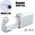 Sterile disposable ear piercing gun with 4mm black stone stud in silver finish - 4mm Steel & Jet