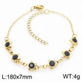 Bracelet étoile en acier inoxydable doré serti de zircons noirs longueur 180mm - Or (Strass Noir) (KB183092-TJG)
