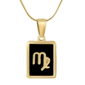 Minimalist 18K gold stainless steel Virgo zodiac pendant necklace with a black square inlay - Virgo