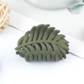 Minimalist olive green leaf shark hair clip with a smooth matte frosted finish for women - Matte Leaf Style / 40x25x35mm / Army Green