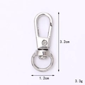 Detailed view of silver zinc alloy lobster clasp showing 3.2cm length and swivel D-ring - 32mm Round Tail Plate Buckle / Silver