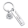 Friendship sunflower keychain with Every little thing is gonna be alright engraving - 12x50mm / Sunflower Style (Every Little Thing-C1139)