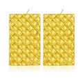 Elegant gold-tone stainless steel rectangular stud earrings with woven texture - Twill Weave 3D Rectangle