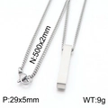 Minimalist silver stainless steel bar pendant necklace with sleek polished finish - Silver Short Style (KN197586-Z)