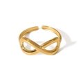 Polished golden stainless steel infinity ring with 8mm width and open design - Adjustable Open / Infinity Symbol Style (HF-J1338) / Gold