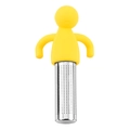Creative humanoid loose leaf tea infuser with yellow silicone top and steel mesh - Yellow