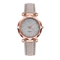 Women's starry sky quartz watch with rose gold faceted case and gray suede strap - Gray