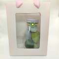 Green and grey makeup sponges in a clear jar with a pink ribbon handle gift bag - Green Series 6 Pcs With Handbag