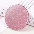 Portable pink glitter round folding makeup mirror for students and travel on a book - Pink Round 60mm♜