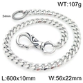 Silver punk cuban waist chain with skull clasp and spring hook for jeans, 60cm length - Style C Curb Chain (KK071-Z)