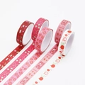 4-roll set of red and pink watercolor washi tape featuring strawberry and floral patterns - Retro Style 1 [5 Rolls]
