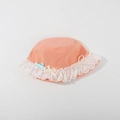 Pink orange kids sun hat with white lace trim, colorful bow and pearl decoration - CM8004 Lace Pearl Series / Orange
