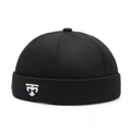 Gorro Miki retro negro con logo bordado blanco, gorra docker minimalista para hombres y mujeres - Ajustable / Negro