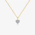 Gold-plated S925 silver heart necklace with pavé-set zircon stones on white background - 18K Gold