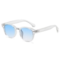 Lunettes rondes rétro avec monture transparente et verres dégradés bleu-blanc - Blanc Trans Dégradé Bleu (C49)