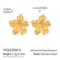Detalle de medidas de los pendientes florales de acero inoxidable bañados en oro - Estilo Dorado (YYE023568-G)