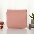 Pink PU leather mini storage bag with squeeze closure and embossed texture - Pink