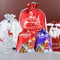 Christmas drawstring gift bags set with festive reindeer and Santa Claus patterns - 25pcs 5 Each Design