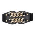 Ceinture corset vintage en cuir noir pour femme avec double chaînes dorées élégantes - Style 1-Noir Double Chaîne Dorée