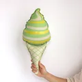 Mini macaron rainbow ice cream cone foil balloon in mint green and lemon yellow colors - Mini Matte Green Ice Cream