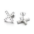 Elegant silver X-shaped geometric stud earrings with sparkling cubic zirconia stones - Steel Color X-Shape Rhinestone Style (KE46746-K)