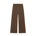 Pantalones de mujer marrón oscuro de talle alto y pernera ancha con detalles de raya central - XS / Marrón Oscuro