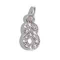 Silver number 8 pendant with rhinestones for DIY necklaces and jewelry making - Number 8 / Silver