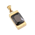 Detail of a minimalist gold rectangular pendant featuring a large emerald-cut black stone - Gold Color + Black (Single Pendant)