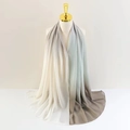 Elegant beige and grey gradient chiffon scarf shawl displayed on a minimalist mannequin stand - Beige to Grey Gradient (Style 6)