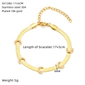 Dettaglio del bracciale a serpente in acciaio placcato oro 18K con ciondolo a luna e misure - Stile Zircone Luna (SH728G-17+5CM)
