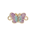 Golden butterfly link connector with purple and blue gradient glitter and rhinestones - Blue-Purple Butterfly